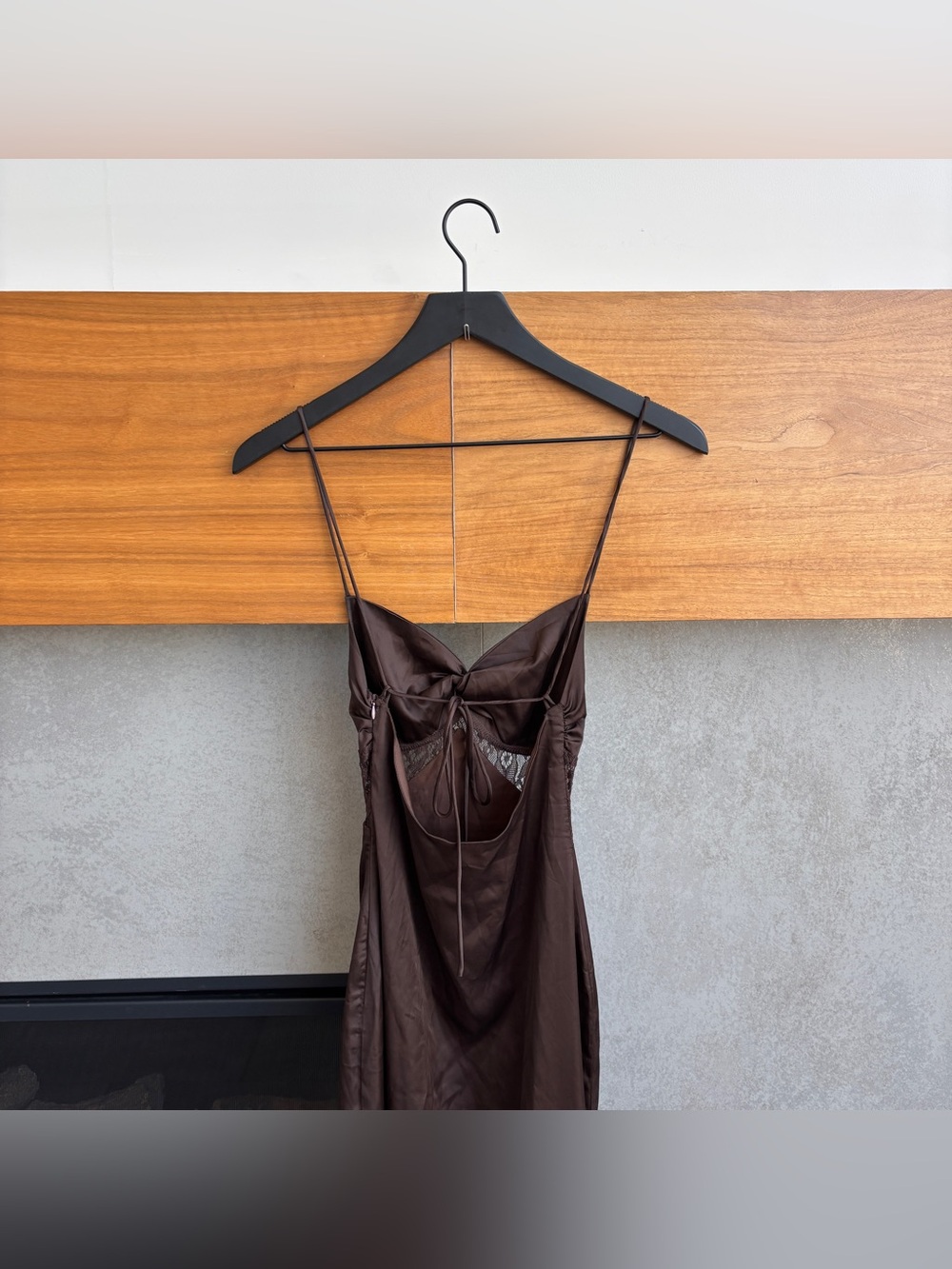 Peppermayo Brown Maxi Slip Dress with Lace Insets - Picture 9 of 13